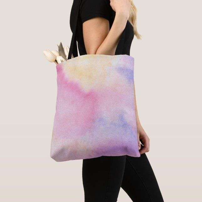 Tie dye colorful pink blue tote bag (Close Up)