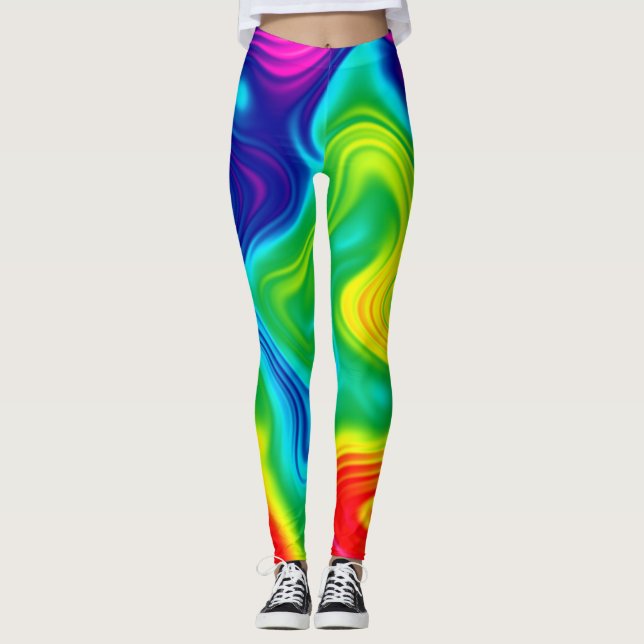 Tie Dye Colorful Rainbow Leggings (Front)