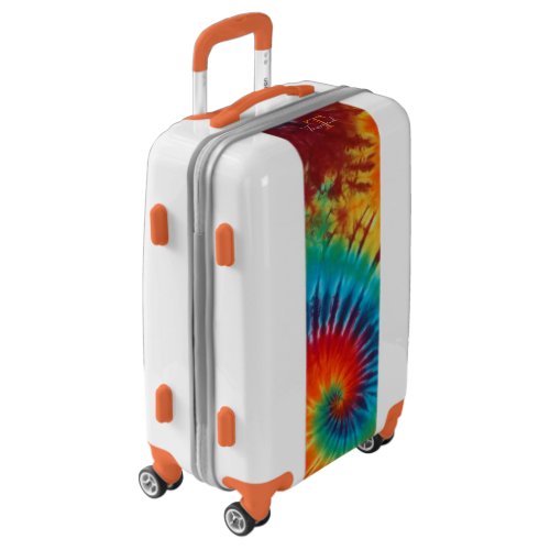 Tie Dye Colorful Spiral Monogram orange Luggage