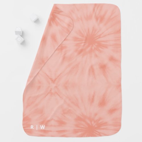 Tie Dye  Coral Pink Modern Pastel Baby Blanket