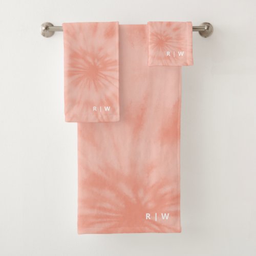 Tie Dye  Coral Pink Modern Pastel Bath Towel Set