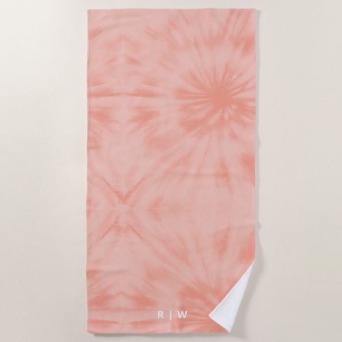Tie Dye  Coral Pink Modern Pastel Beach Towel