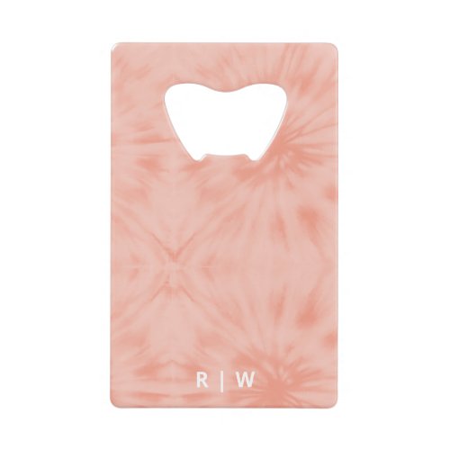 Tie Dye  Coral Pink Modern Pastel Credit Card Bottle Opener