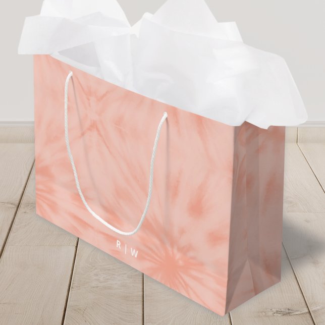 Tie Dye | Coral Pink Modern Pastel Large Gift Bag (Creator Uploaded)