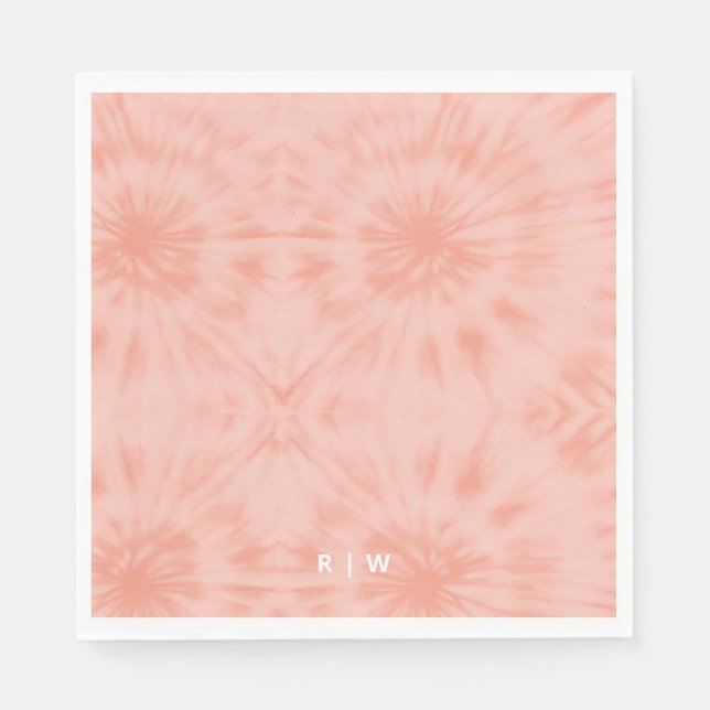 Tie Dye | Coral Pink Modern Pastel Napkins (Front)
