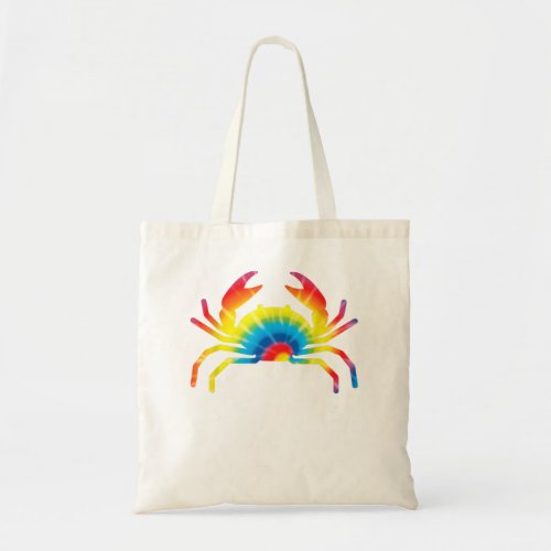 Tie Dye Crab Rainbow Print Decapod Ocean Hippie Pe Tote Bag