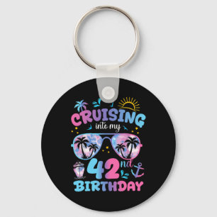 Tie Dye Cruising Into My 42nd Birthday Sungles Tri Keychain