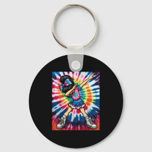 Tie Dye Cute Dabbing Cheerleader Dance Cheerleadin Keychain