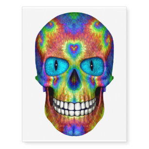 Tie Dye Dead Undead Zombie Skull Temporary Tattoo