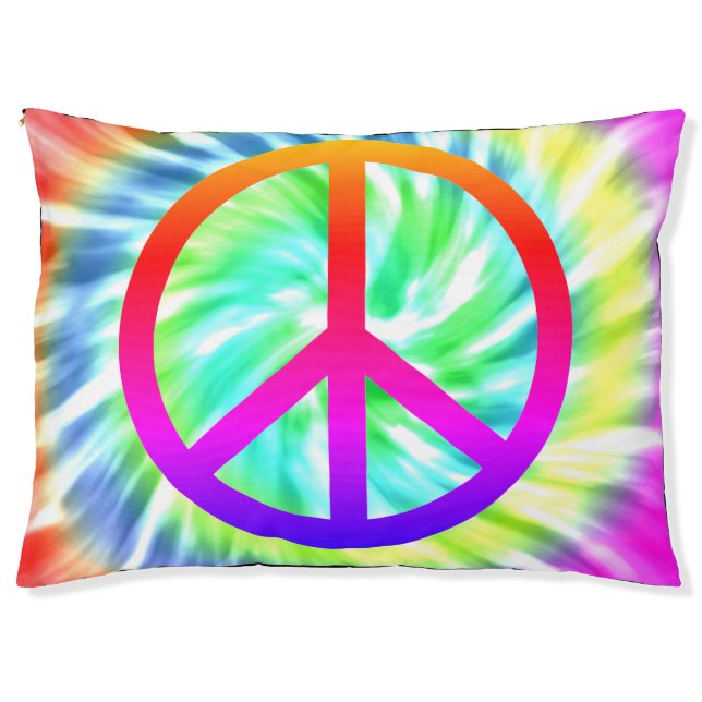 Tie Dye Design Peace Sign Dog Bed (Front)
