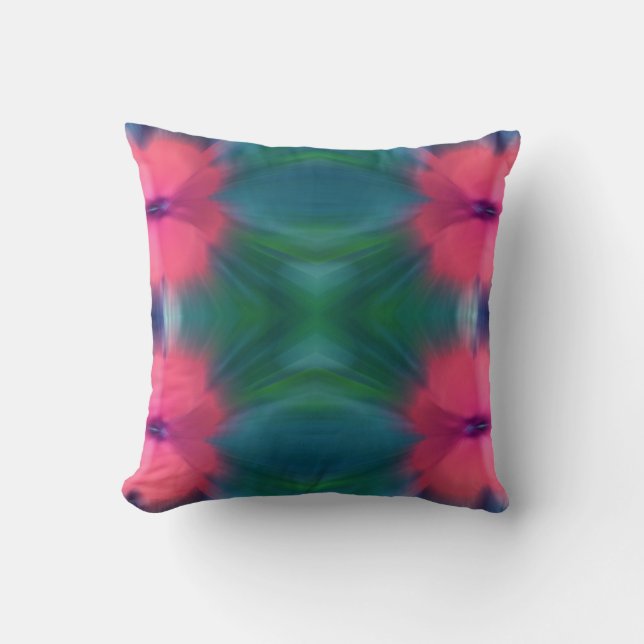 Tie-Dye Design Pink & BLue Throw Pillow (Front)
