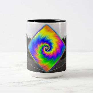 Tie Dye Digital Rainbow Spiral 15 OZ Coffee Cup