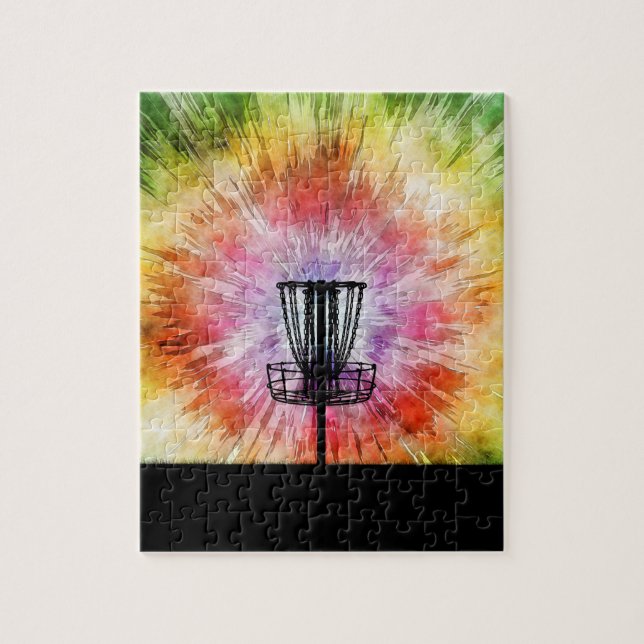 Tie Dye Disc Golf Basket Jigsaw Puzzle (Vertical)