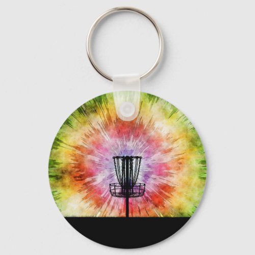 Tie Dye Disc Golf Basket Keychain