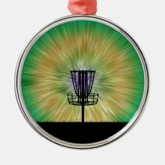 Tie Dye Disc Golf Basket Metal Ornament