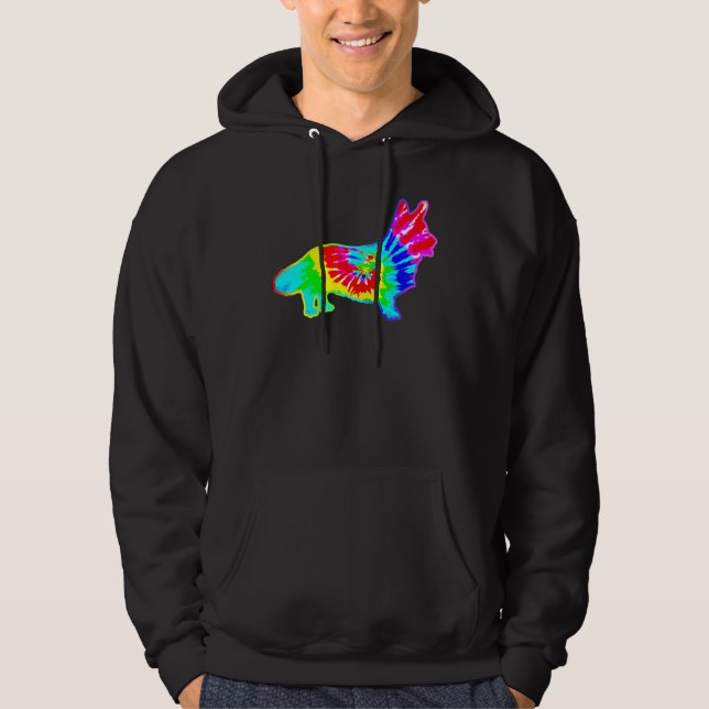 Tie Dye Dog Hippie Cardigan Welsh Corgi Dog Hoodie (Front)