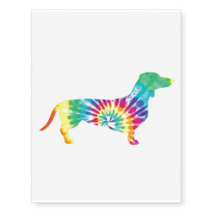 Tie Dye Dog Hippie Dachshund Puppy Gift Temporary Tattoos