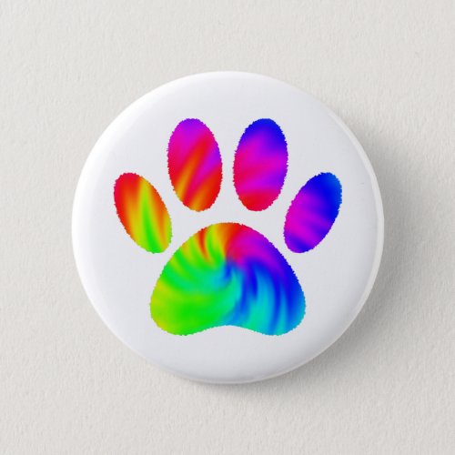 Tie Dye Dog Paw Print Graphic Button