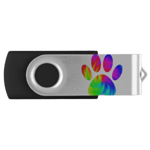 Tie Dye Dog Paw Print Graphic Flash Drive