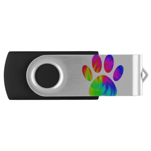 Tie Dye Dog Paw Print Graphic Flash Drive