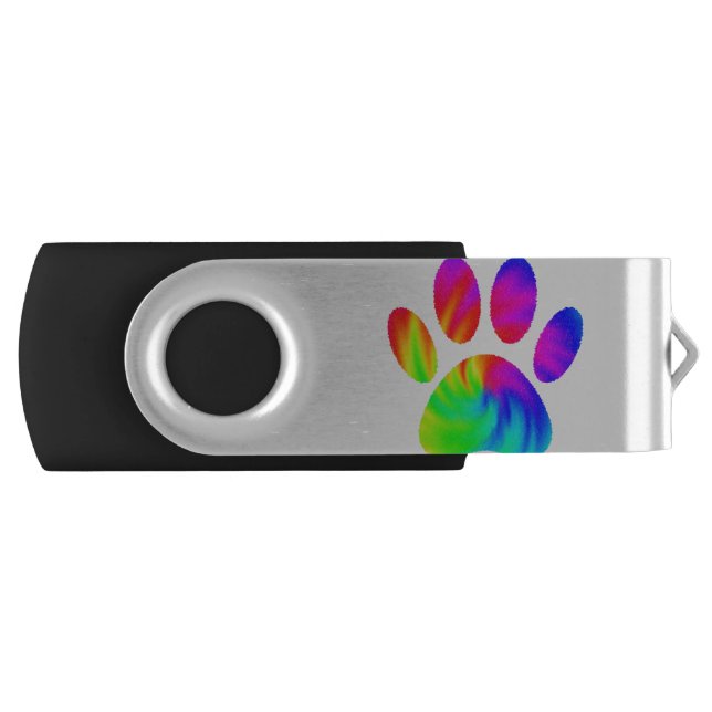 Tie Dye Dog Paw Print Graphic Flash Drive (Front)