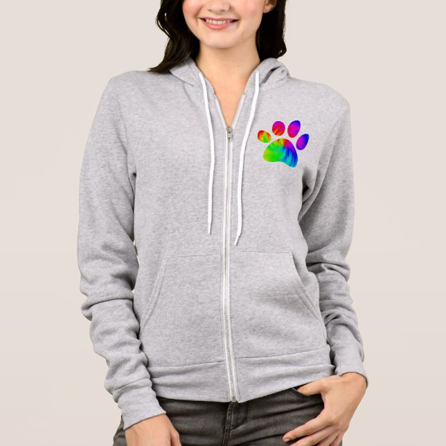 Tie Dye Dog Paw Print Graphic Hoodie (Front)