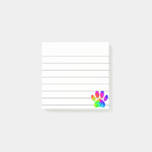 Tie Dye Dog Paw Print Graphic Lined 3x3 Post-it Notes