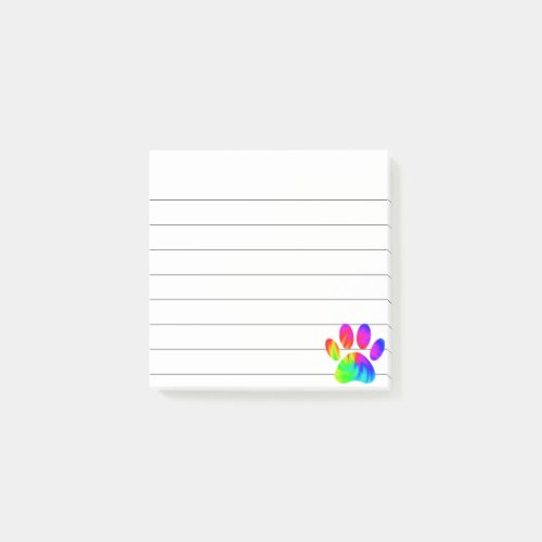 Tie Dye Dog Paw Print Graphic Lined 3x3 Post_it Notes