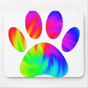 Tie Dye Dog Paw Print Graphic Mouse Pad