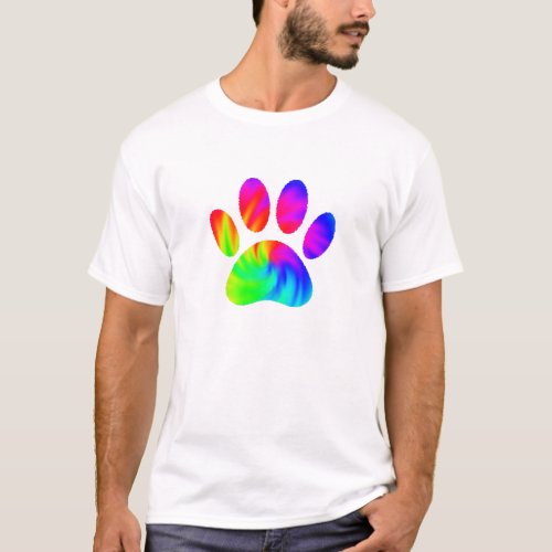 Tie Dye Dog Paw Print Graphic T_Shirt
