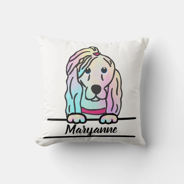 Tie Dye Dog Throw Pillow (Front)