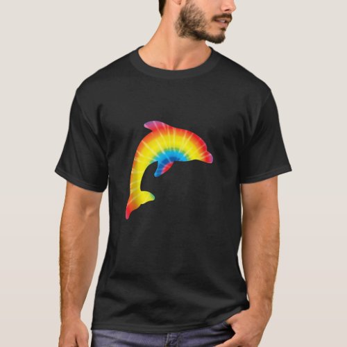 Tie Dye Dolphin Rainbow Print Beluga Hippie Peace T_Shirt
