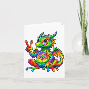 Tie-dye Dragon Peace Sign Hipe Card
