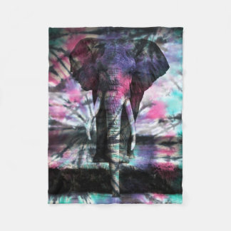Tie Dye Elephant Fleece Blanket