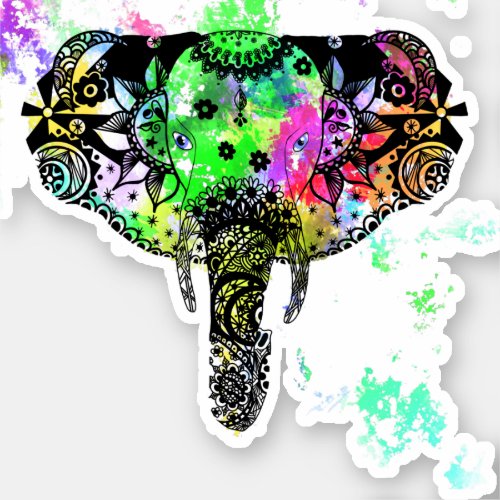 Tie dye elephant mandala sticker
