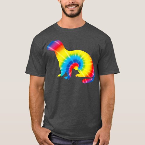 Tie Dye Ferret Rainbow Print Weasel Pet Hippie T_Shirt