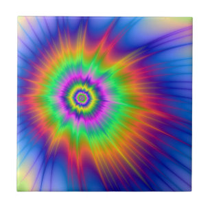 Tie Dye Fireball Ceramic Tile