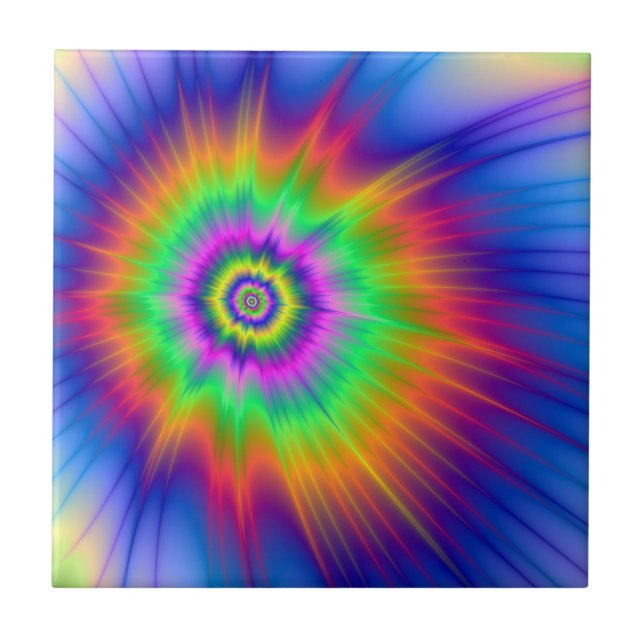 Tie Dye Fireball Ceramic Tile (Front)