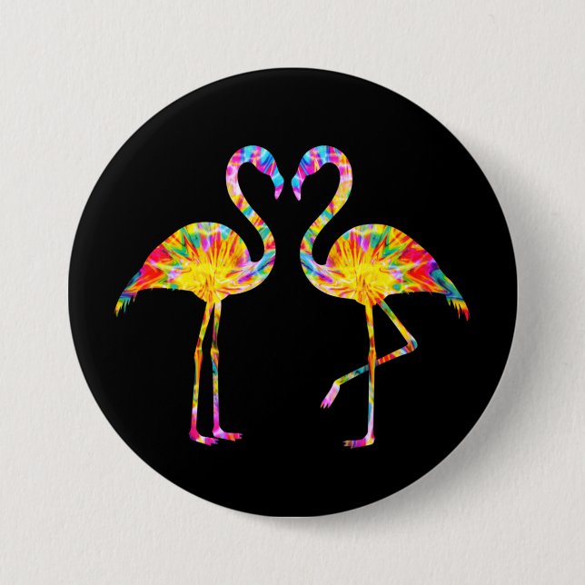 TIE DYE FLAMINGO BUTTON (Front)