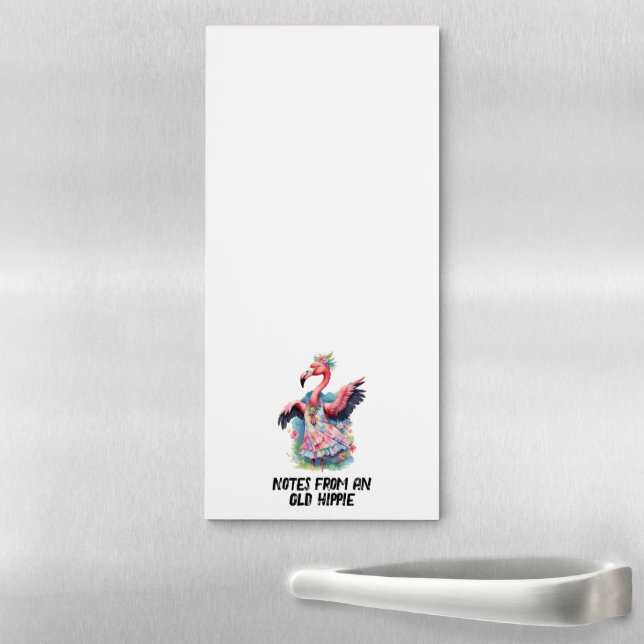 Tie Dye Flamingo Hippie Humor Magnetic Notepad (In Situ)