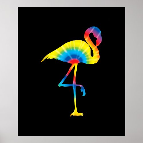 Tie Dye Flamingo Rainbow Print Bird Animal Hippie