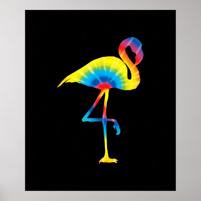 Tie Dye Flamingo Rainbow Print Bird Animal Hippie (Front)