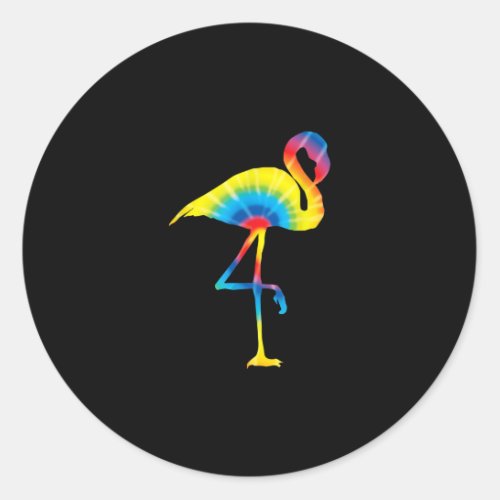 Tie Dye Flamingo Rainbow Print Bird Animal Hippie Classic Round Sticker