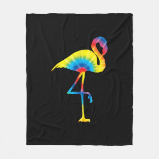 Tie Dye Flamingo Rainbow Print Bird Animal Hippie Fleece Blanket