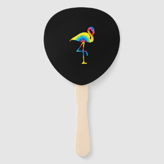 Tie Dye Flamingo Rainbow Print Bird Animal Hippie Hand Fan