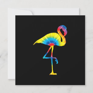 Tie Dye Flamingo Rainbow Print Bird Animal Hippie Invitation