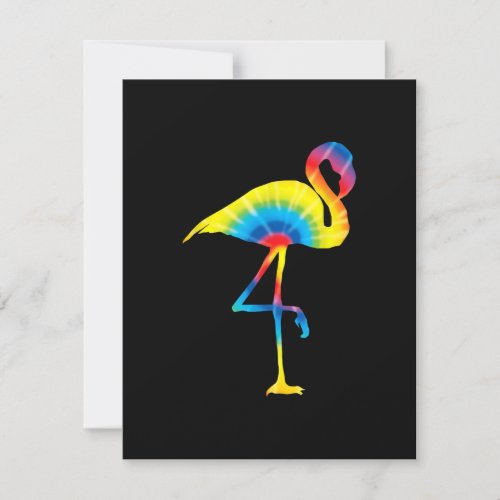 Tie Dye Flamingo Rainbow Print Bird Animal Hippie Invitation