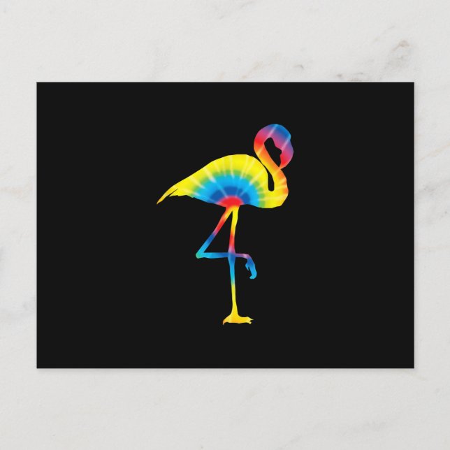 Tie Dye Flamingo Rainbow Print Bird Animal Hippie Invitation Postcard (Front)