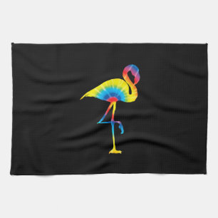 Tie Dye Flamingo Rainbow Print Bird Animal Hippie Kitchen Towel