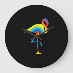 Tie Dye Flamingo Rainbow Print Bird Animal Hippie Large Clock